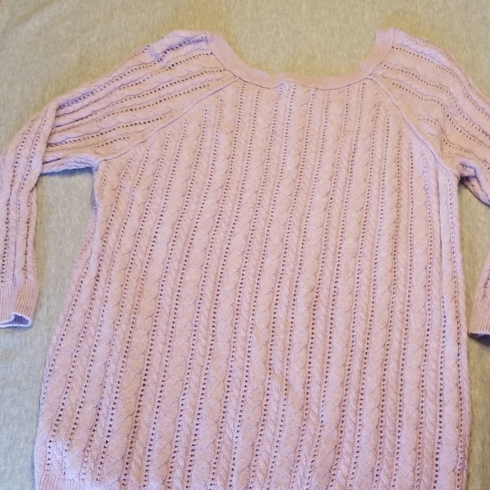 Size XL AEO Lavender Cable Knit Sweater - Picture 5 of 6